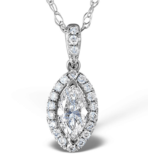 Ella 18K White Gold Diamond Marquise Pendant 0.73ct G/VS